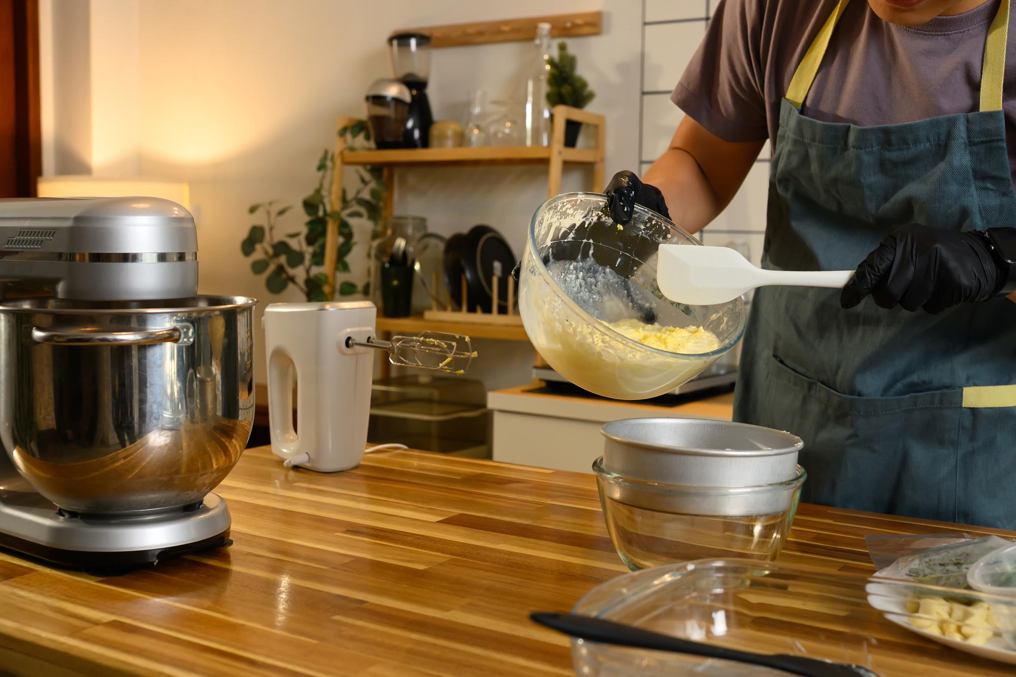 Kitchen workspace with organized ingredients